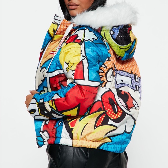 New Authentic Members Only Nickelodeon Pop Art Character Puffer Jacket (Unisex) - Picture 14 of 14